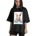thumbnail image 1 of Plus Size Shirt for Women Black Tops for Women Short Sleeves Shirt for Women Easter20 T Shirt Crewneck Shirt for Women 5XL, 1 of 5