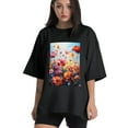 thumbnail image 1 of Plus Size Shirt for Women Black Tops for Women Short Sleeves Shirt for Women Flower 10 T Shirt Crewneck Shirt for Women 2XL, 1 of 5