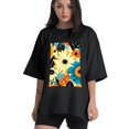 thumbnail image 1 of Plus Size Shirt for Women Black Tops for Women Short Sleeves Shirt for Women Flower 23 T Shirt Crewneck Shirt for Women XS, 1 of 5