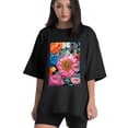 thumbnail image 1 of Plus Size Shirt for Women Black Tops for Women Short Sleeves Shirt for Women Flower19 T Shirt Crewneck Shirt for Women 2XL, 1 of 5