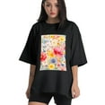 thumbnail image 1 of Plus Size Shirt for Women Black Tops for Women Short Sleeves Shirt for Women Flowers T Shirt Crewneck Shirt for Women XL, 1 of 5