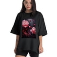 thumbnail image 1 of Plus Size Shirt for Women Black Tops for Women Short Sleeves Shirt for Women Flowers That Grow In The Dark T Shirt Crewneck Shirt for Women XL, 1 of 5