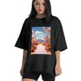 thumbnail image 1 of Plus Size Shirt for Women Black Tops for Women Short Sleeves Shirt for Women Flowers4 T Shirt Crewneck Shirt for Women 2XL, 1 of 5