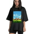 thumbnail image 1 of Plus Size Shirt for Women Black Tops for Women Short Sleeves Shirt for Women Fox T Shirt Crewneck Shirt for Women XL, 1 of 5