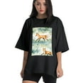 thumbnail image 1 of Plus Size Shirt for Women Black Tops for Women Short Sleeves Shirt for Women Fox T Shirt Crewneck Shirt for Women XL, 1 of 5