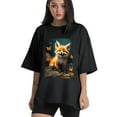 thumbnail image 1 of Plus Size Shirt for Women Black Tops for Women Short Sleeves Shirt for Women Fox T Shirt Crewneck Shirt for Women XS, 1 of 5