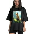 thumbnail image 1 of Plus Size Shirt for Women Black Tops for Women Short Sleeves Shirt for Women Fox T Shirt Oversized Shirt for Women S, 1 of 5