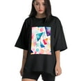 thumbnail image 1 of Plus Size Shirt for Women Black Tops for Women Short Sleeves Shirt for Women Geometric Pictures T Shirt Crewneck Shirt for Women XS, 1 of 5