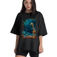 thumbnail image 1 of Plus Size Shirt for Women Black Tops for Women Short Sleeves Shirt for Women Giraffe (8) T Shirt Crewneck Shirt for Women 5XL, 1 of 5