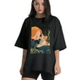 thumbnail image 1 of Plus Size Shirt for Women Black Tops for Women Short Sleeves Shirt for Women Girl And Cat T Shirt Crewneck Shirt for Women XS, 1 of 5