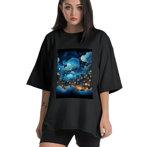 Plus Size Shirt for Women Black Tops for Women Short Sleeves Shirt for Women Home In The Clouds 3 T Shirt Crewneck Shirt for Women 5XL
