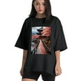 thumbnail image 1 of Plus Size Shirt for Women Black Tops for Women Short Sleeves Shirt for Women Japanese Attractions T Shirt Crewneck Shirt for Women XL, 1 of 5