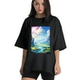 thumbnail image 1 of Plus Size Shirt for Women Black Tops for Women Short Sleeves Shirt for Women Landscape T Shirt Oversized Shirt for Women S, 1 of 5
