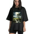 thumbnail image 1 of Plus Size Shirt for Women Black Tops for Women Short Sleeves Shirt for Women Landscape T Shirt Oversized Shirt for Women S, 1 of 5