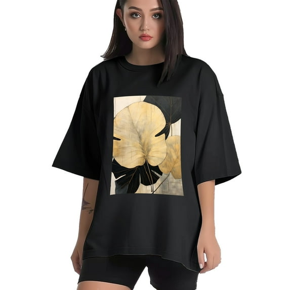 Plus Size Shirt for Women Black Tops for Women Short Sleeves Shirt for Women Leaf 1 T Shirt Crewneck Shirt for Women XS
