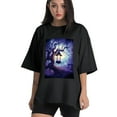 thumbnail image 1 of Plus Size Shirt for Women Black Tops for Women Short Sleeves Shirt for Women Magic Tree 3 T Shirt Oversized Shirt for Women S, 1 of 5