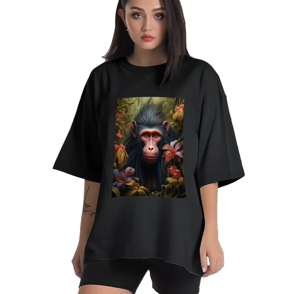 Plus Size Shirt for Women Black Tops for Women Short Sleeves Shirt for Women Mandrill 1 T Shirt Oversized Shirt for Women S