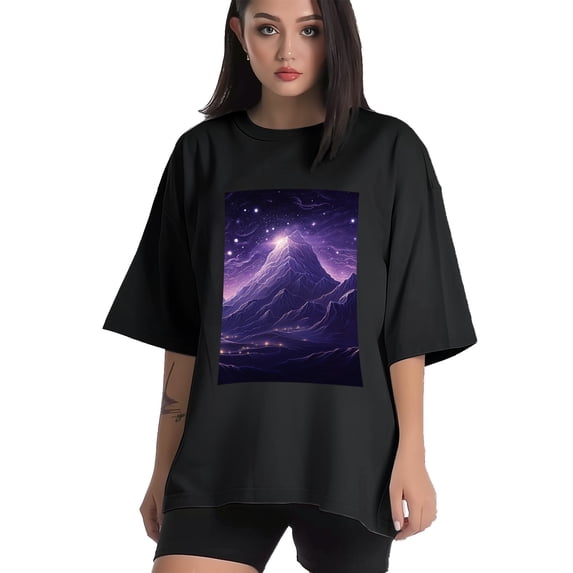 Plus Size Shirt for Women Black Tops for Women Short Sleeves Shirt for Women Mountain T Shirt Crewneck Shirt for Women XL