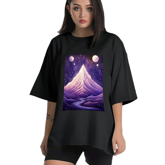 Plus Size Shirt for Women Black Tops for Women Short Sleeves Shirt for Women Mountain T Shirt Crewneck Shirt for Women XL