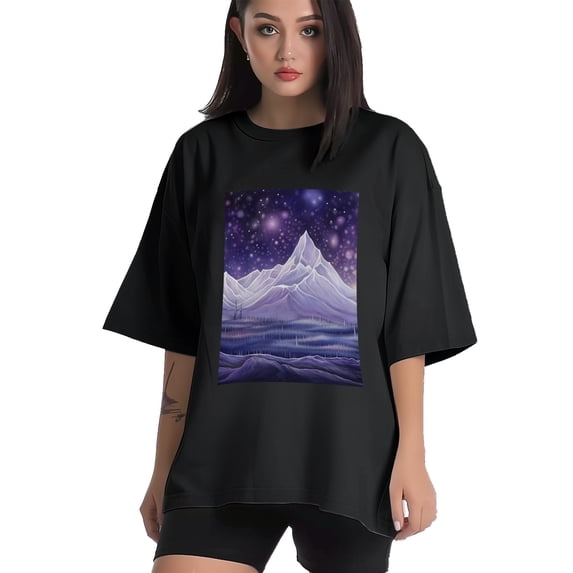 Plus Size Shirt for Women Black Tops for Women Short Sleeves Shirt for Women Mountain T Shirt Crewneck Shirt for Women XL
