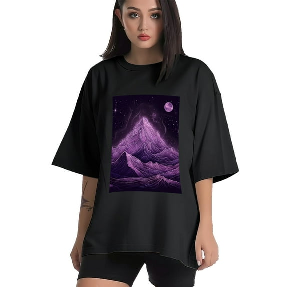 Plus Size Shirt for Women Black Tops for Women Short Sleeves Shirt for Women Mountain T Shirt Crewneck Shirt for Women XL