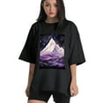 thumbnail image 1 of Plus Size Shirt for Women Black Tops for Women Short Sleeves Shirt for Women Mountain T Shirt Crewneck Shirt for Women XL, 1 of 5