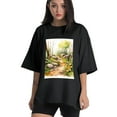 thumbnail image 1 of Plus Size Shirt for Women Black Tops for Women Short Sleeves Shirt for Women Nature Path T Shirt Oversized Shirt for Women S, 1 of 5