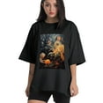 thumbnail image 1 of Plus Size Shirt for Women Black Tops for Women Short Sleeves Shirt for Women Oil Painting3 T Shirt Crewneck Shirt for Women 2XL, 1 of 5