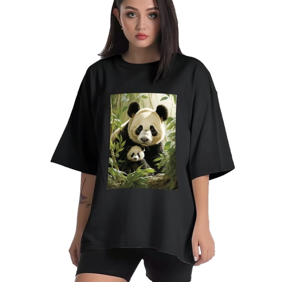 Plus Size Shirt for Women Black Tops for Women Short Sleeves Shirt for Women Panda3 T Shirt Crewneck Shirt for Women 5XL