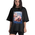 thumbnail image 1 of Plus Size Shirt for Women Black Tops for Women Short Sleeves Shirt for Women Peach Blossom1 T Shirt Crewneck Shirt for Women 5XL, 1 of 5