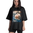 thumbnail image 1 of Plus Size Shirt for Women Black Tops for Women Short Sleeves Shirt for Women Peach Blossom2 T Shirt Crewneck Shirt for Women 4XL, 1 of 5