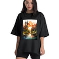 thumbnail image 1 of Plus Size Shirt for Women Black Tops for Women Short Sleeves Shirt for Women Pine Trees3 T Shirt Crewneck Shirt for Women 5XL, 1 of 5