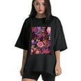 thumbnail image 1 of Plus Size Shirt for Women Black Tops for Women Short Sleeves Shirt for Women Purple Flower 4 T Shirt Oversized Shirt for Women S, 1 of 5