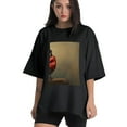 thumbnail image 1 of Plus Size Shirt for Women Black Tops for Women Short Sleeves Shirt for Women Red-Browed Bird 17 T Shirt Oversized Shirt for Women S, 1 of 5