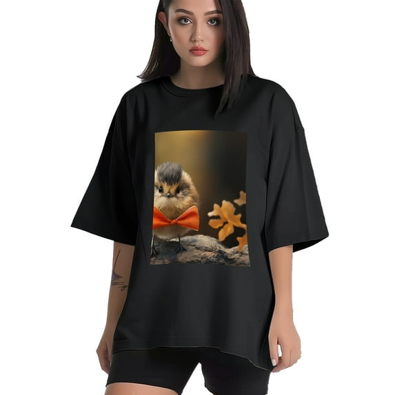 Plus Size Shirt for Women Black Tops for Women Short Sleeves Shirt for Women Red-Browed Bird 19 T Shirt Crewneck Shirt for Women 5XL