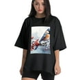 thumbnail image 1 of Plus Size Shirt for Women Black Tops for Women Short Sleeves Shirt for Women Red-Browed Bird In Snow 1 T Shirt Crewneck Shirt for Women 5XL, 1 of 5
