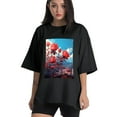 thumbnail image 1 of Plus Size Shirt for Women Black Tops for Women Short Sleeves Shirt for Women Red Rose And Sky5 T Shirt Crewneck Shirt for Women 4XL, 1 of 5
