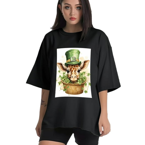 Plus Size Shirt for Women Black Tops for Women Short Sleeves Shirt for Women ST Patrick T Shirt Crewneck Shirt for Women L