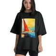 thumbnail image 1 of Plus Size Shirt for Women Black Tops for Women Short Sleeves Shirt for Women Sailboats 3 T Shirt Crewneck Shirt for Women XS, 1 of 5
