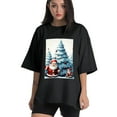 thumbnail image 1 of Plus Size Shirt for Women Black Tops for Women Short Sleeves Shirt for Women Santa Claus And Snow 3 T Shirt Oversized Shirt for Women S, 1 of 5