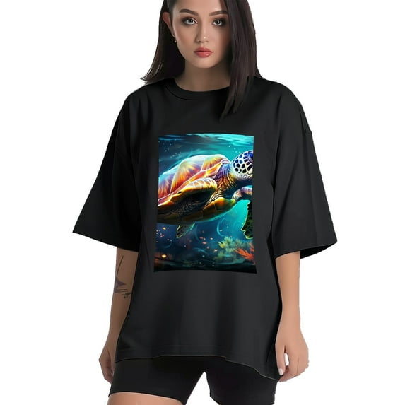 Plus Size Shirt for Women Black Tops for Women Short Sleeves Shirt for Women Sea Turtle 6 T Shirt Oversized Shirt for Women S