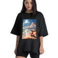 thumbnail image 1 of Plus Size Shirt for Women Black Tops for Women Short Sleeves Shirt for Women Seaside (33) T Shirt Crewneck Shirt for Women 5XL, 1 of 5