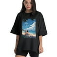 thumbnail image 1 of Plus Size Shirt for Women Black Tops for Women Short Sleeves Shirt for Women Seaside (46) T Shirt Crewneck Shirt for Women 2XL, 1 of 5