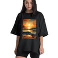 thumbnail image 1 of Plus Size Shirt for Women Black Tops for Women Short Sleeves Shirt for Women Seaside (9) T Shirt Crewneck Shirt for Women XS, 1 of 5