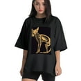 thumbnail image 1 of Plus Size Shirt for Women Black Tops for Women Short Sleeves Shirt for Women Skeleton Cat 2 T Shirt Crewneck Shirt for Women 2XL, 1 of 5