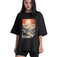 thumbnail image 1 of Plus Size Shirt for Women Black Tops for Women Short Sleeves Shirt for Women Snowy Mountain T Shirt Crewneck Shirt for Women XL, 1 of 5