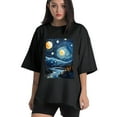 thumbnail image 1 of Plus Size Shirt for Women Black Tops for Women Short Sleeves Shirt for Women Starry Night3 T Shirt Crewneck Shirt for Women 5XL, 1 of 5