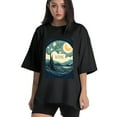 thumbnail image 1 of Plus Size Shirt for Women Black Tops for Women Short Sleeves Shirt for Women Starry Sky3 T Shirt Crewneck Shirt for Women 4XL, 1 of 5