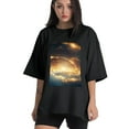 thumbnail image 1 of Plus Size Shirt for Women Black Tops for Women Short Sleeves Shirt for Women Stars In A Spiral Shape 1 T Shirt Crewneck Shirt for Women 2XL, 1 of 5