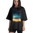 thumbnail image 1 of Plus Size Shirt for Women Black Tops for Women Short Sleeves Shirt for Women Stars In A Spiral Shape 3 T Shirt Crewneck Shirt for Women 4XL, 1 of 5